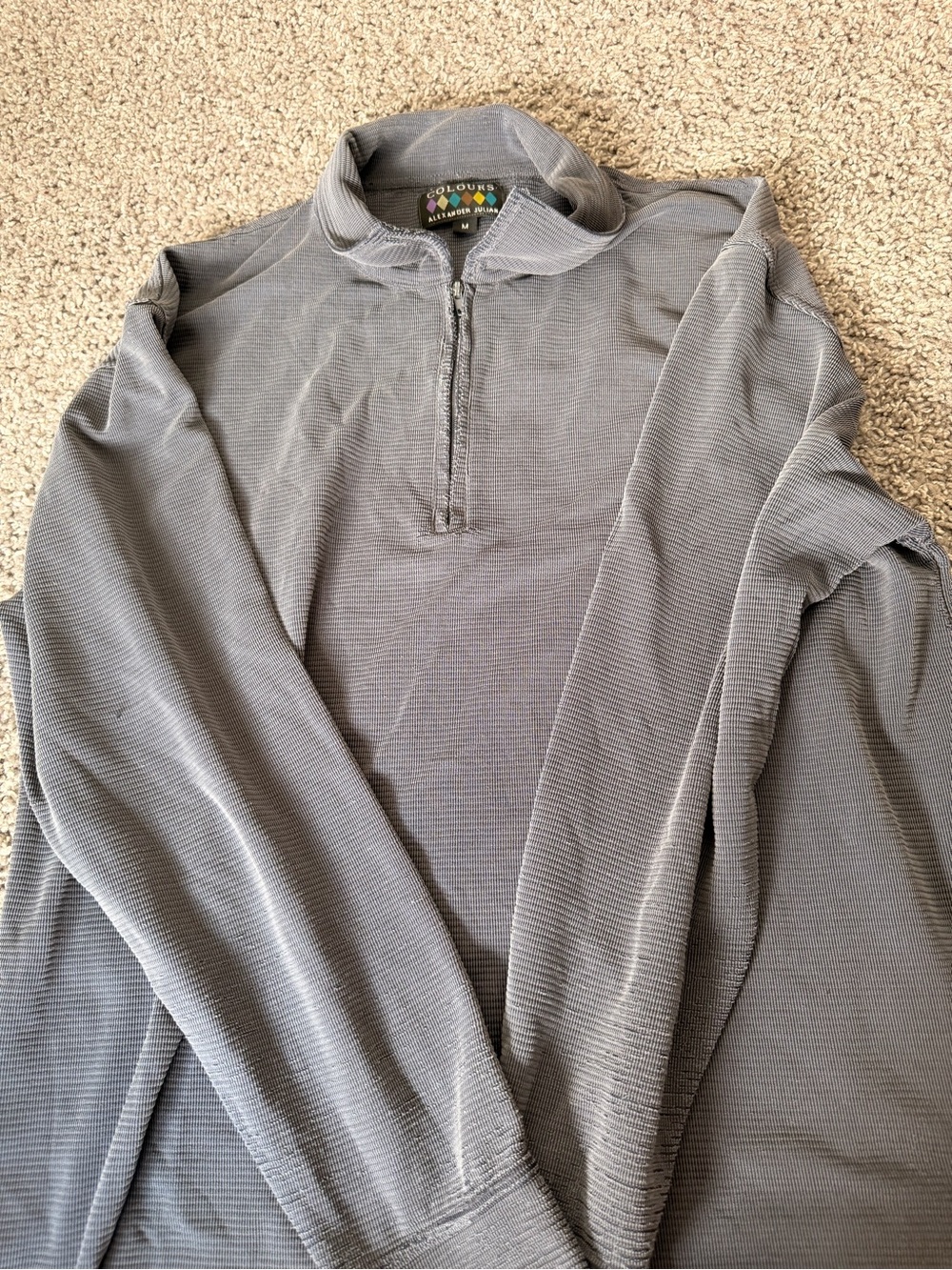 Alexander Julian Men's Light Gray Half-Zip Knit Pullover